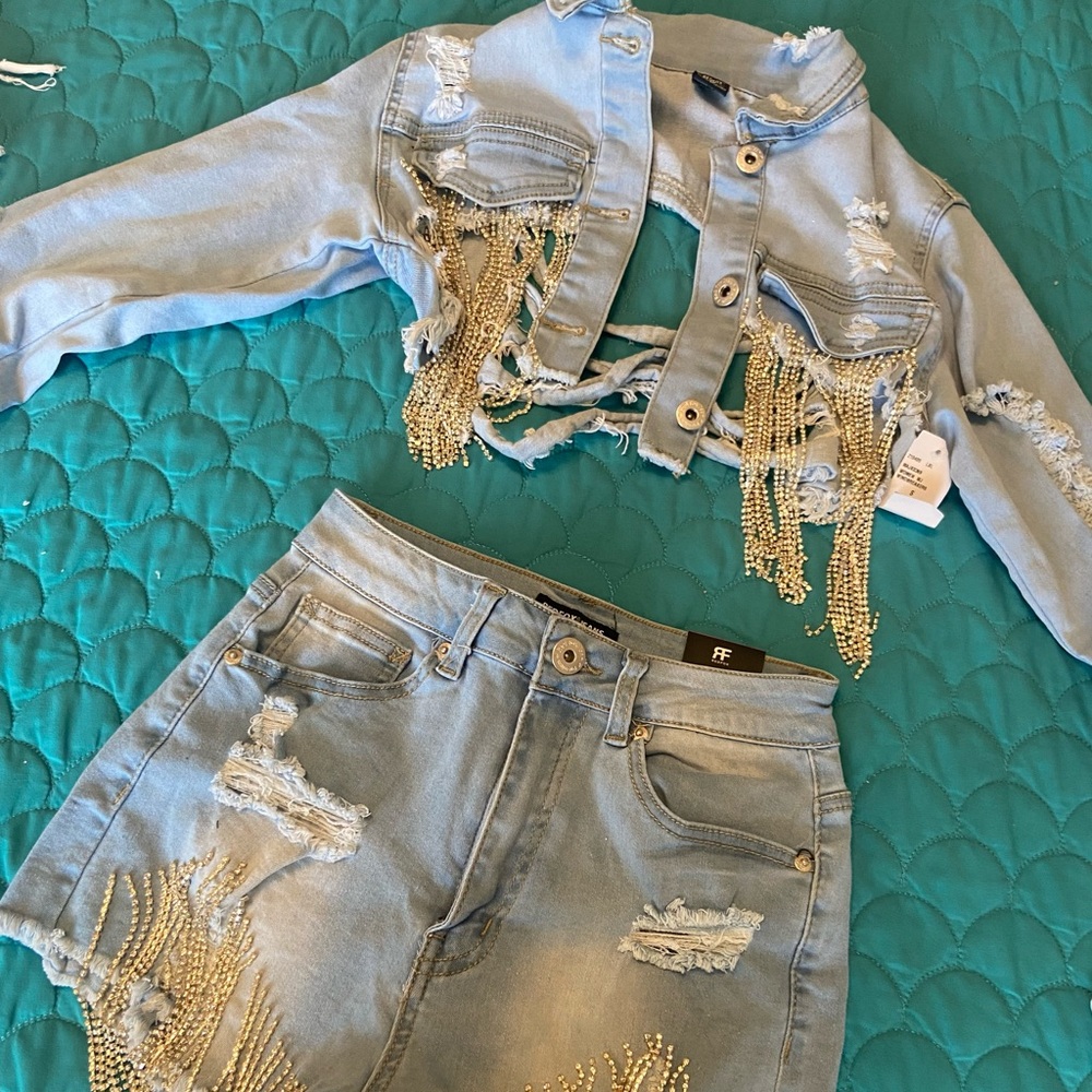 Denim two piece set